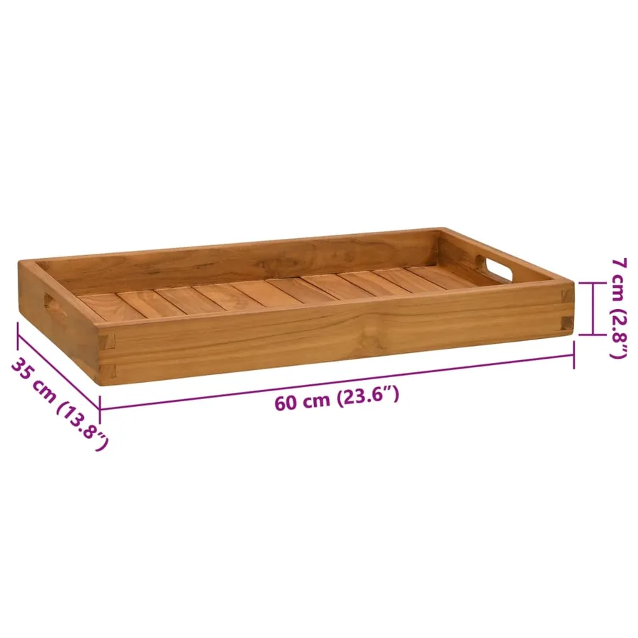 Plateau de service 60x35 cm Bois de teck massif - 8