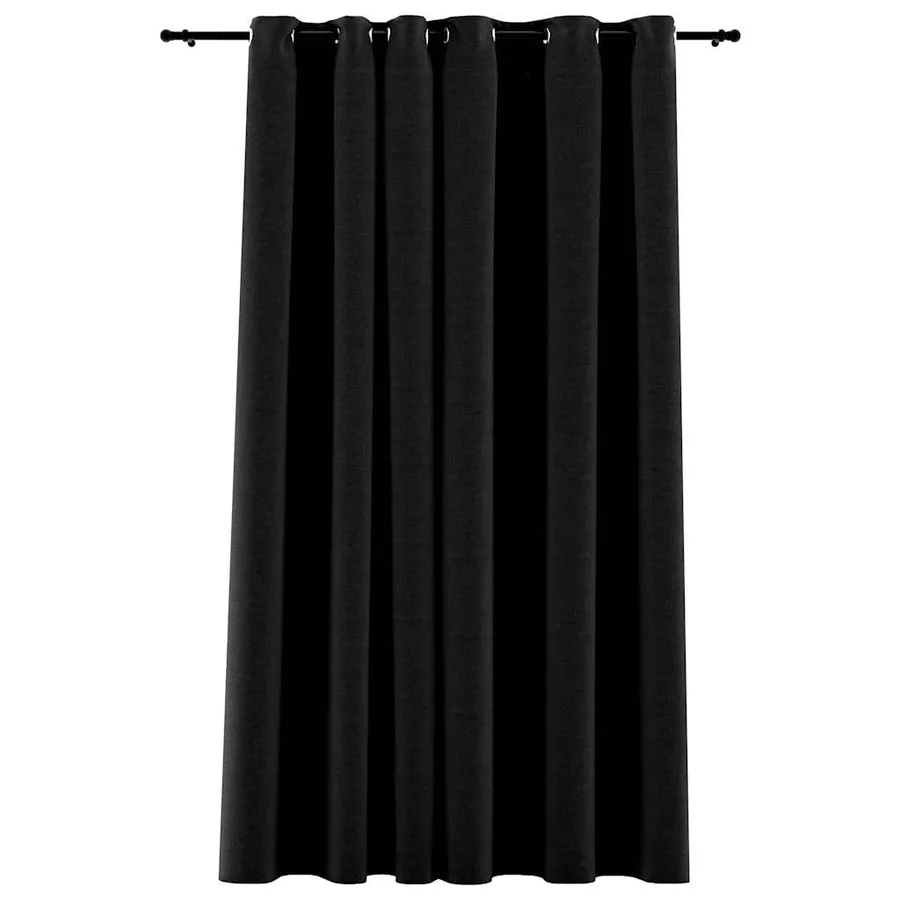 Rideau occultant Aspect de lin à œillets Anthracite 290x245 cm - 2
