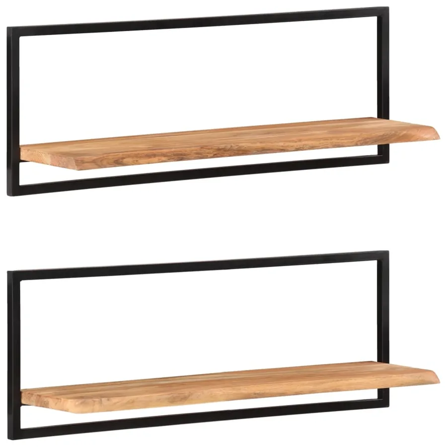 Étagères murales 2 pcs 100x24x35 cm Bois d'acacia et acier - 10
