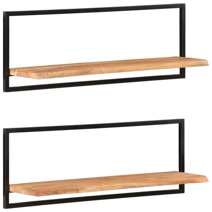 Étagères murales 2 pcs 100x24x35 cm Bois d'acacia et acier - 11