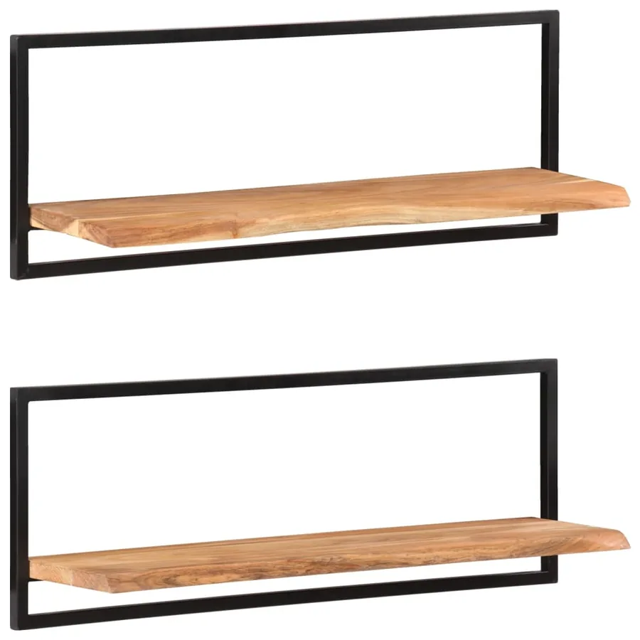 Étagères murales 2 pcs 100x24x35 cm Bois d'acacia et acier - 8