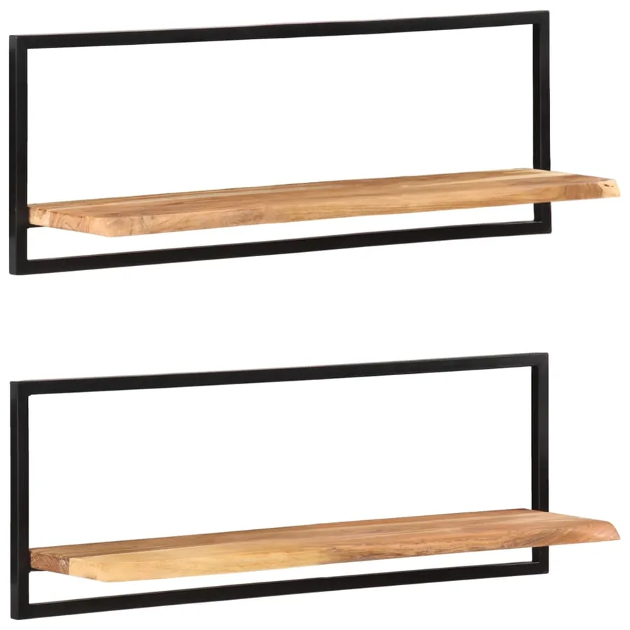 Étagères murales 2 pcs 100x24x35 cm Bois d'acacia et acier - 9