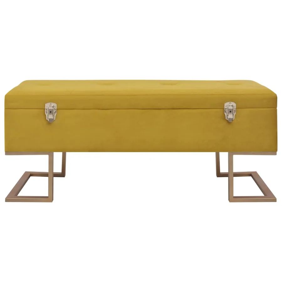 Banc avec compartiment de rangement 105 cm Moutarde Velours - 3
