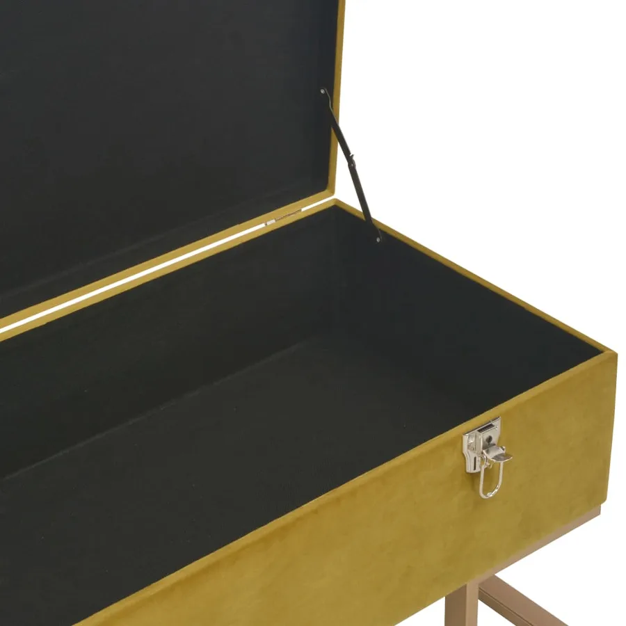 Banc avec compartiment de rangement 105 cm Moutarde Velours - 5