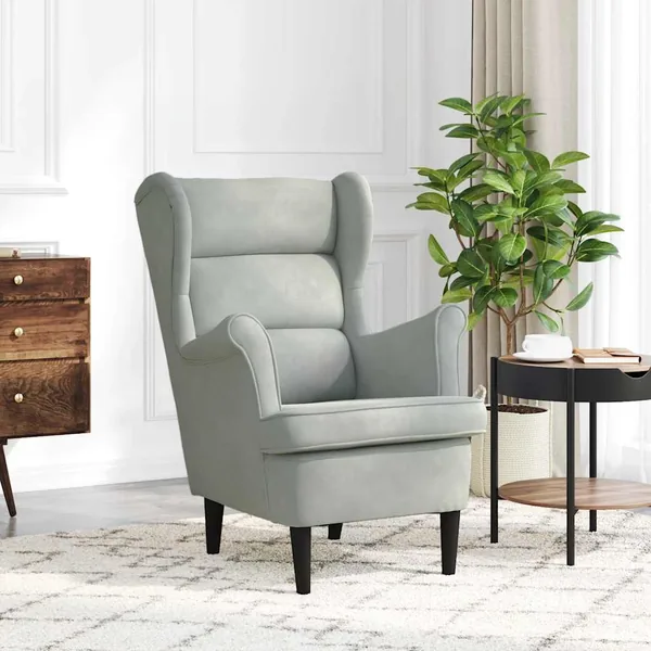 Fauteuil gris clair velours