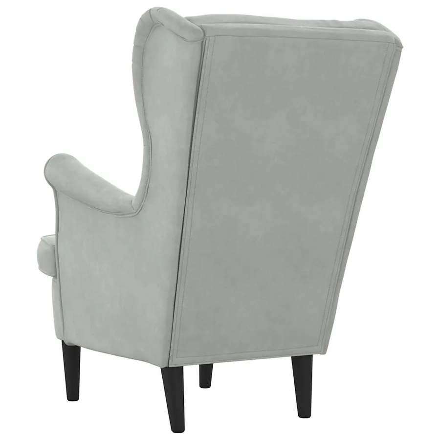 Fauteuil gris clair velours - 6