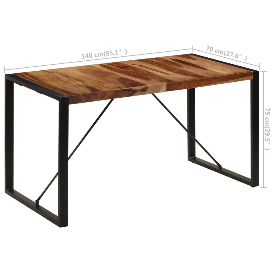 Table de salle à manger 140x70x75 cm Bois de Sesham massif - 8