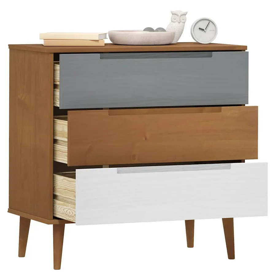 Commode MOLDE Marron 80x40x80 cm Bois de pin solide - 3