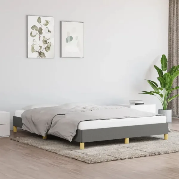 Cadre de lit sans matelas gris foncé 160x200 cm tissu