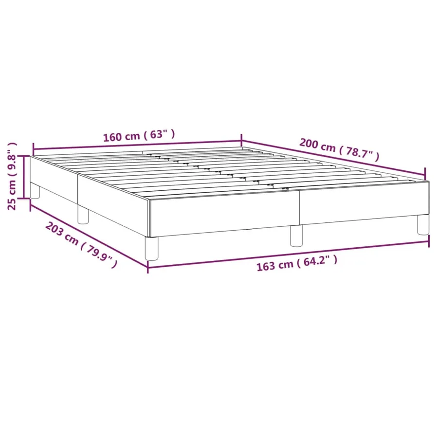 Cadre de lit sans matelas gris foncé 160x200 cm tissu - 9