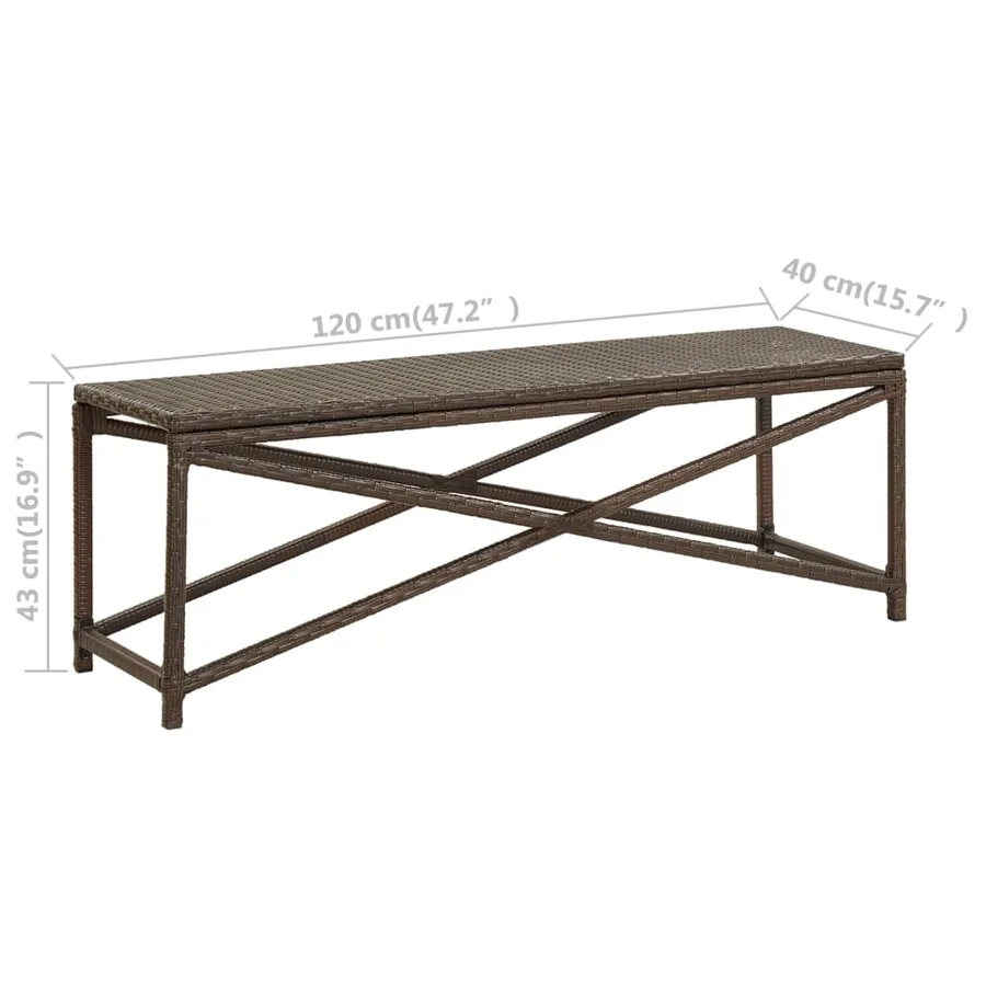 Banc de jardin 120 cm Résine tressée Marron - 6