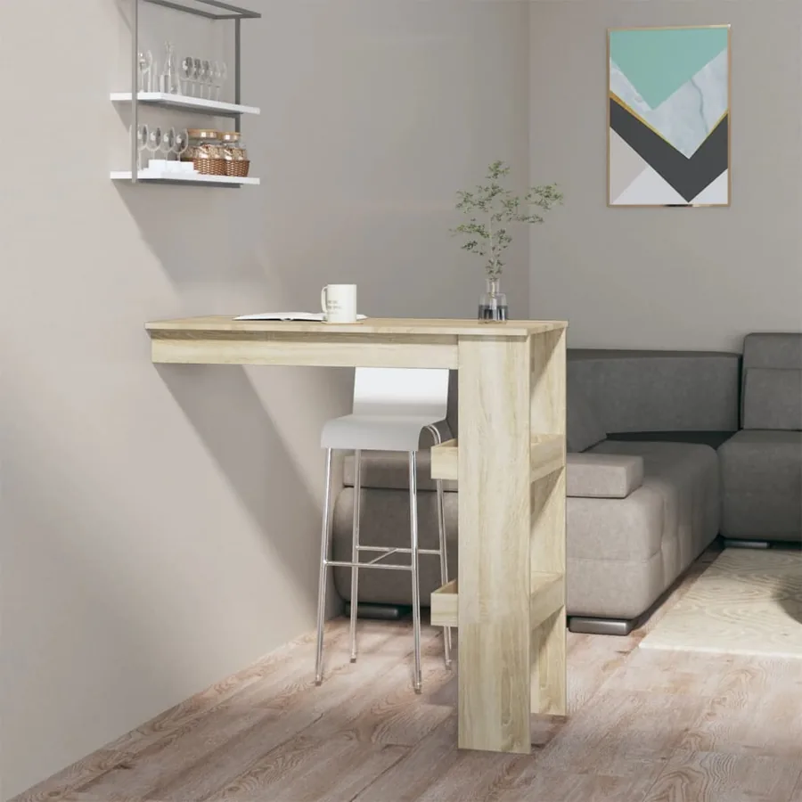 Table bar murale Chêne Sonoma 102x45x103,5 cm Bois d'ingénierie