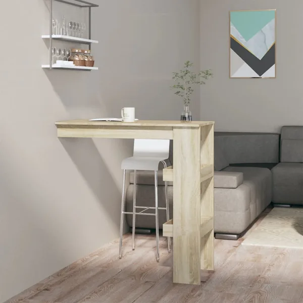 Table bar murale Chêne Sonoma 102x45x103,5 cm Bois d'ingénierie