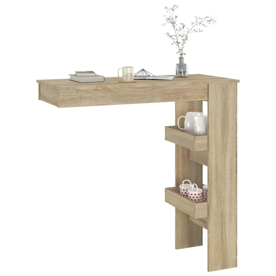 Table bar murale Chêne Sonoma 102x45x103,5 cm Bois d'ingénierie - 7