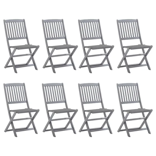 Chaises pliables d'extérieur lot de 8 et coussins Bois d'acacia