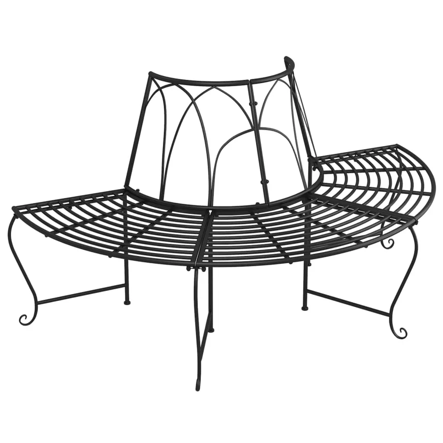 Banc demi-circulaire tour d'arbre Ø159 cm Noir Acier - 2