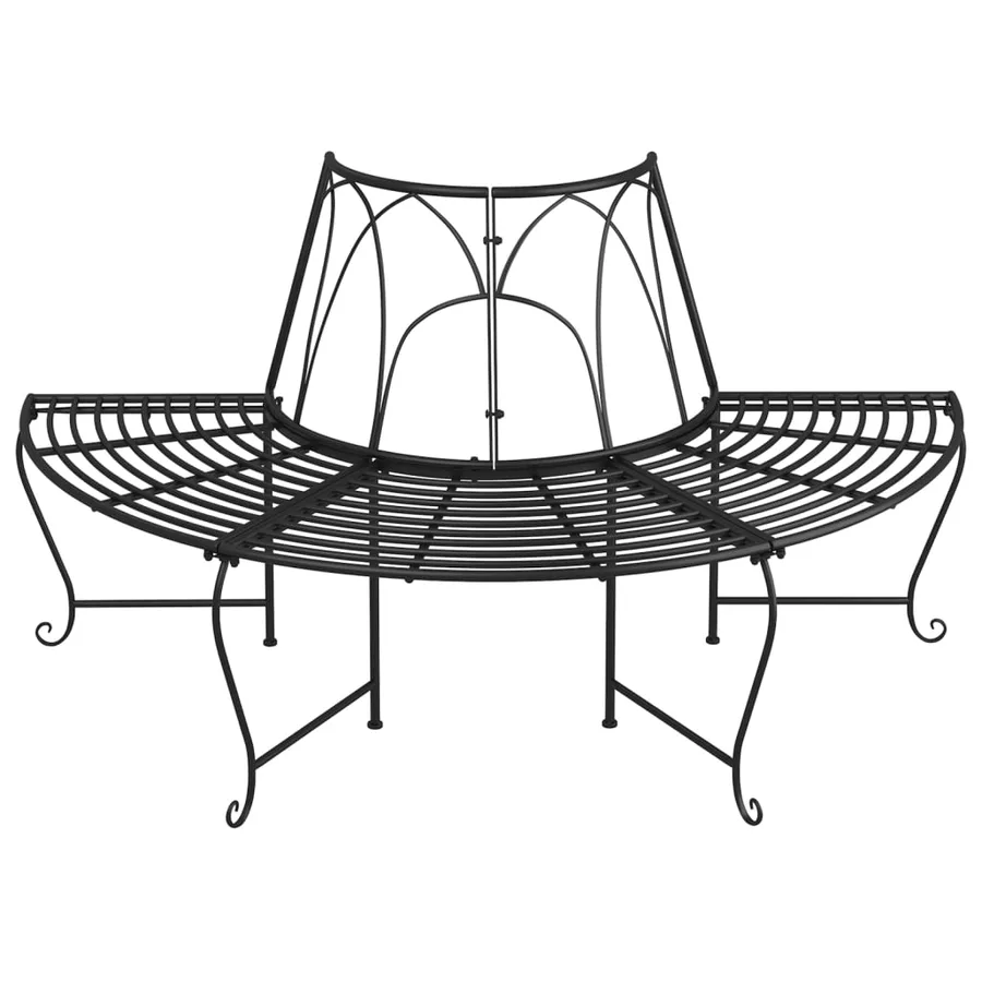 Banc demi-circulaire tour d'arbre Ø159 cm Noir Acier - 3