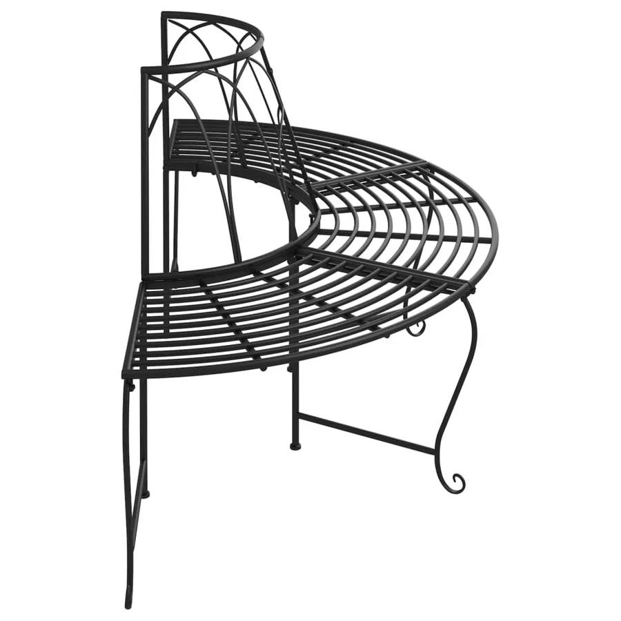 Banc demi-circulaire tour d'arbre Ø159 cm Noir Acier - 4