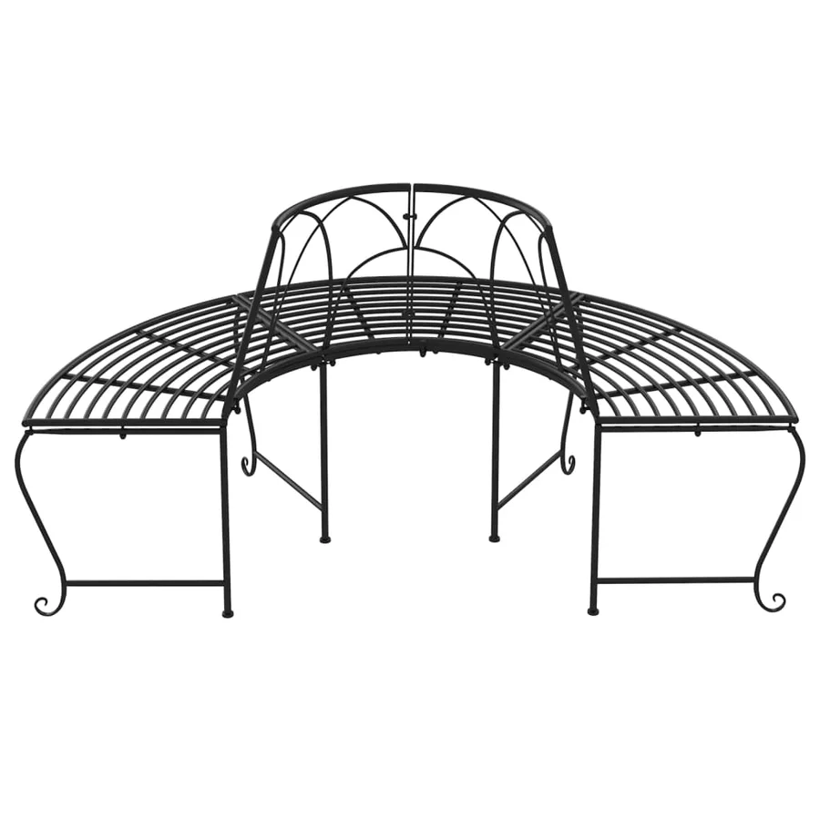 Banc demi-circulaire tour d'arbre Ø159 cm Noir Acier - 5