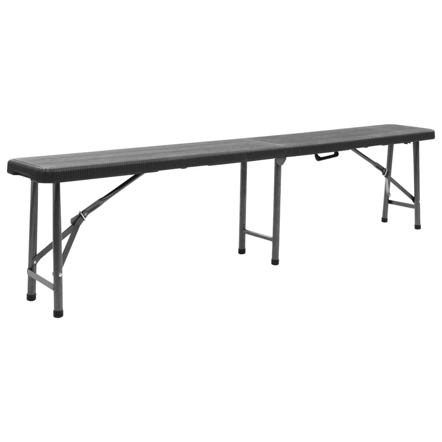 Bancs de jardin pliables lot de 2 180 cm PEHD Noir - 2