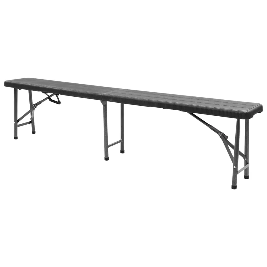 Bancs de jardin pliables lot de 2 180 cm PEHD Noir - 4