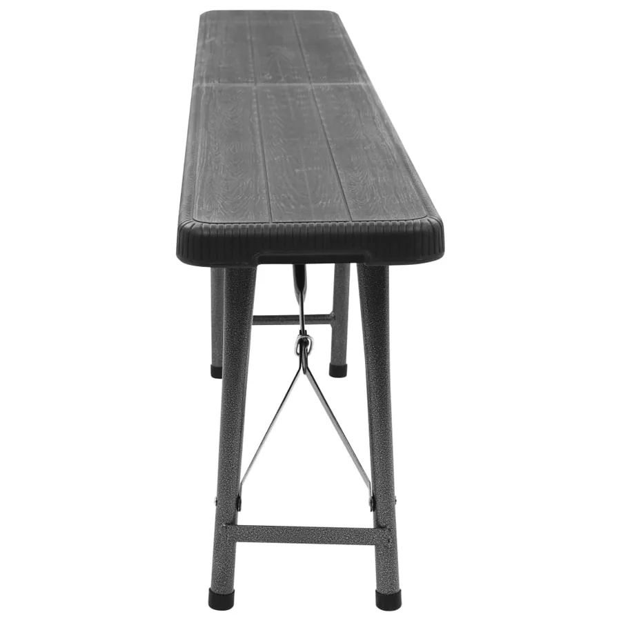 Bancs de jardin pliables lot de 2 180 cm PEHD Noir - 5