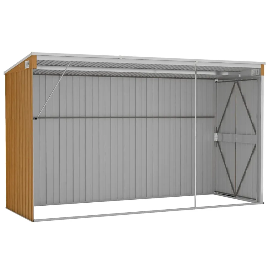 Abri de jardin mural marron 118 x 288 x 178 cm Acier galvanisé - 6