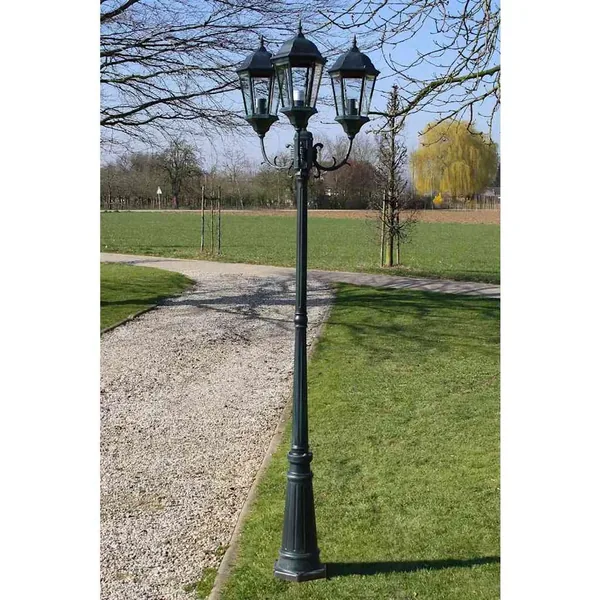 Lampadaire de jardin 3 bras 230 cm Vert foncé/Noir Aluminium