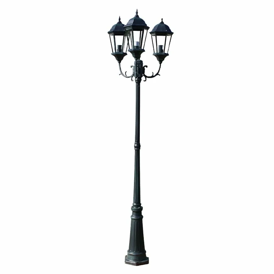 Lampadaire de jardin 3 bras 230 cm Vert foncé/Noir Aluminium - 2