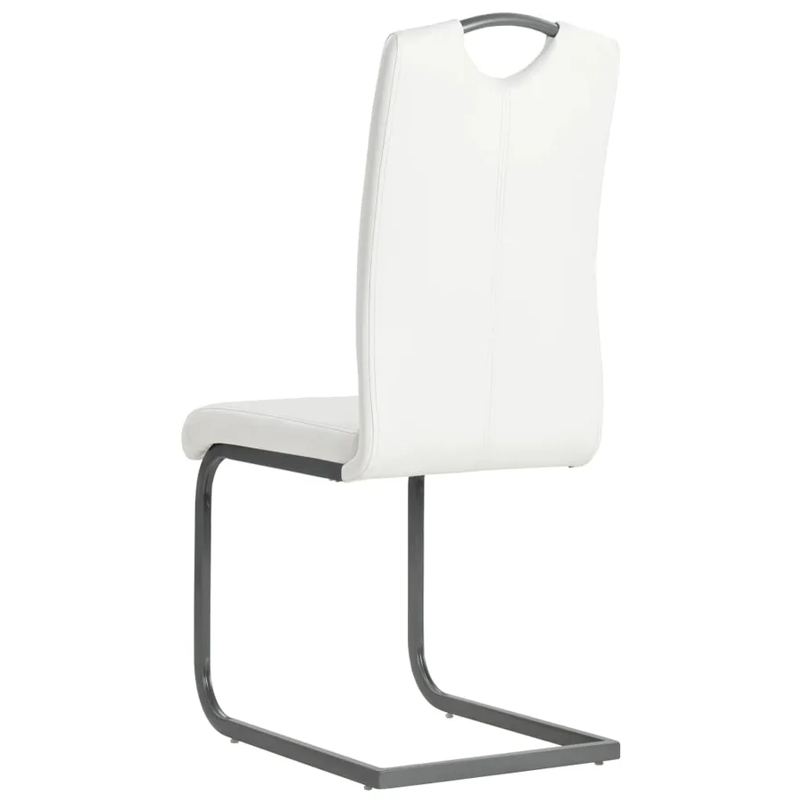 Chaises à manger cantilever lot de 4 blanc similicuir - 5