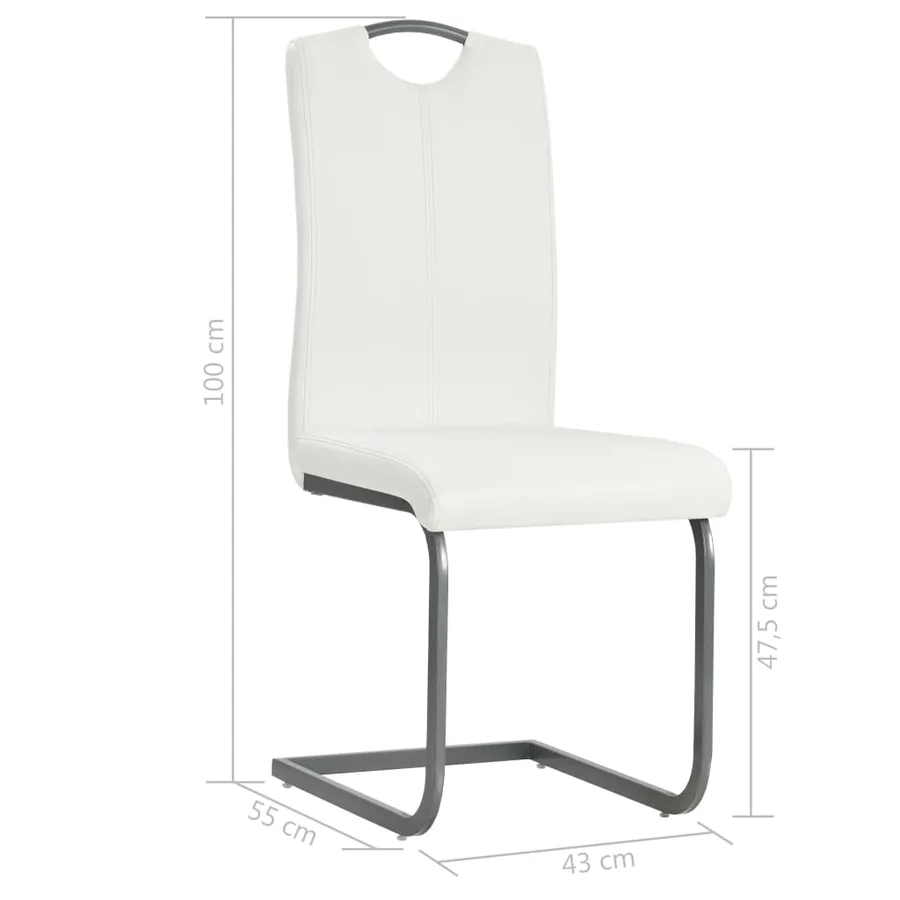 Chaises à manger cantilever lot de 4 blanc similicuir - 8