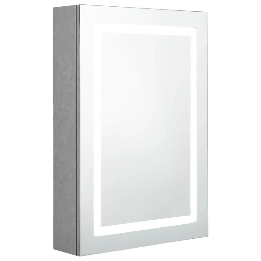 Armoire de salle de bain à miroir LED gris béton 50x13x70 cm - 2