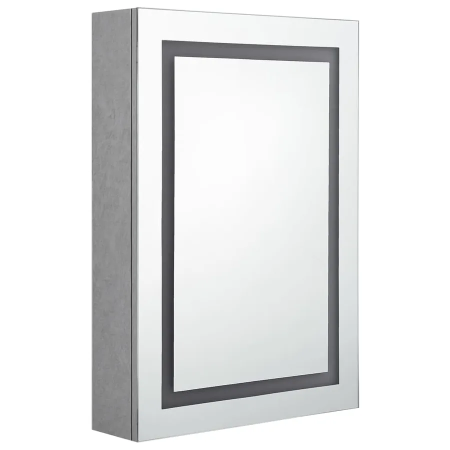 Armoire de salle de bain à miroir LED gris béton 50x13x70 cm - 3