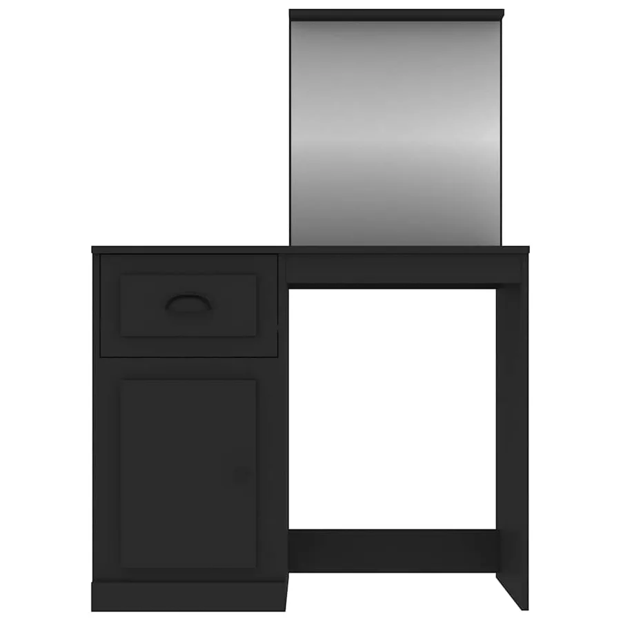 Coiffeuse avec miroir noir 90x50x132,5 cm bois d'ingénierie - 6