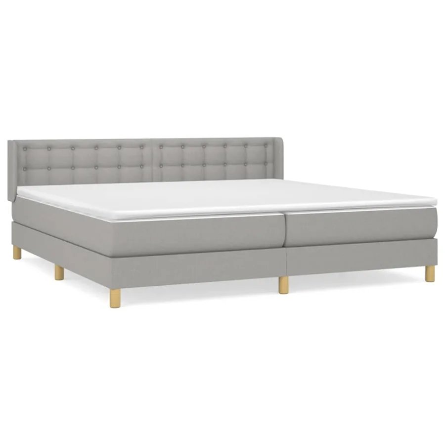 Sommier à lattes de lit avec matelas Gris clair 200x200cm Tissu - 2