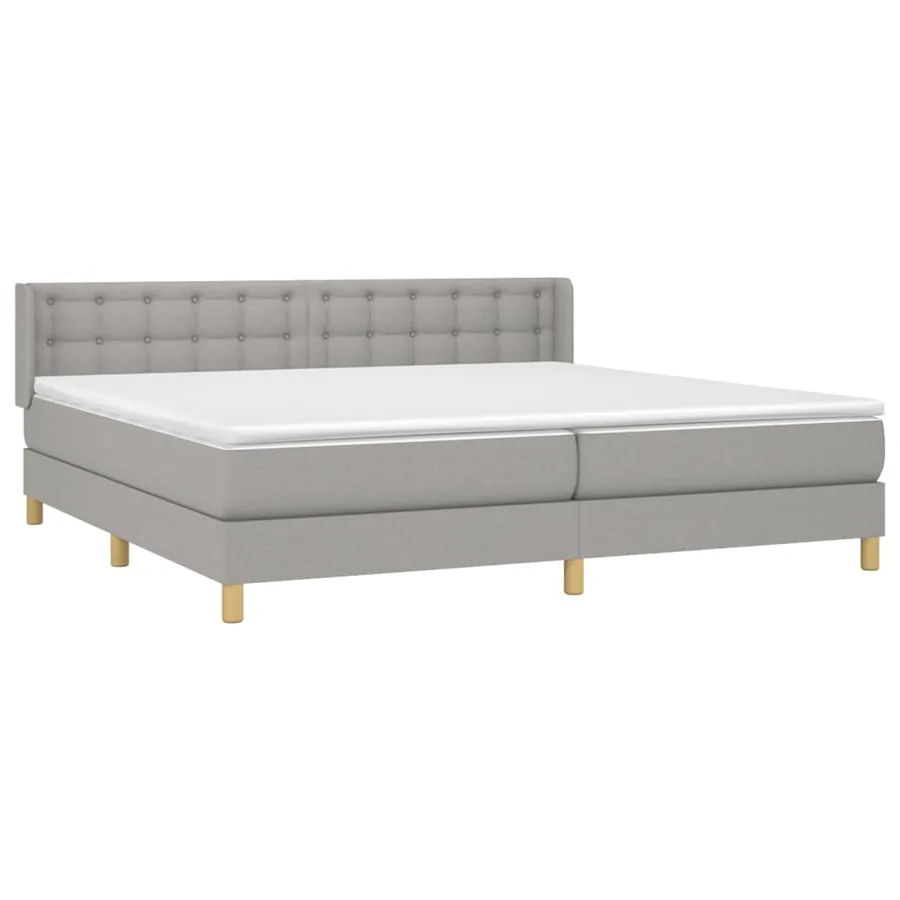 Sommier à lattes de lit avec matelas Gris clair 200x200cm Tissu - 3