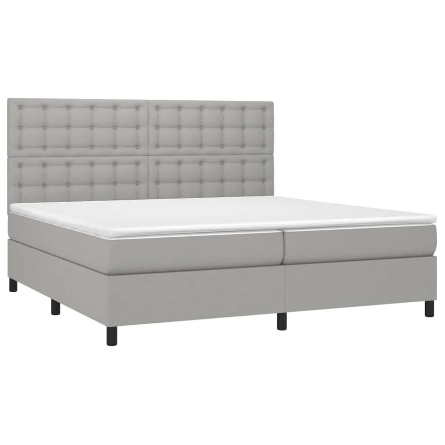 Sommier à lattes de lit et matelas et LED Gris clair 200x200 cm - 3