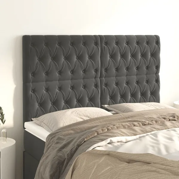 Tête de lit Gris foncé 144 x 7 x 118/128 cm Velours