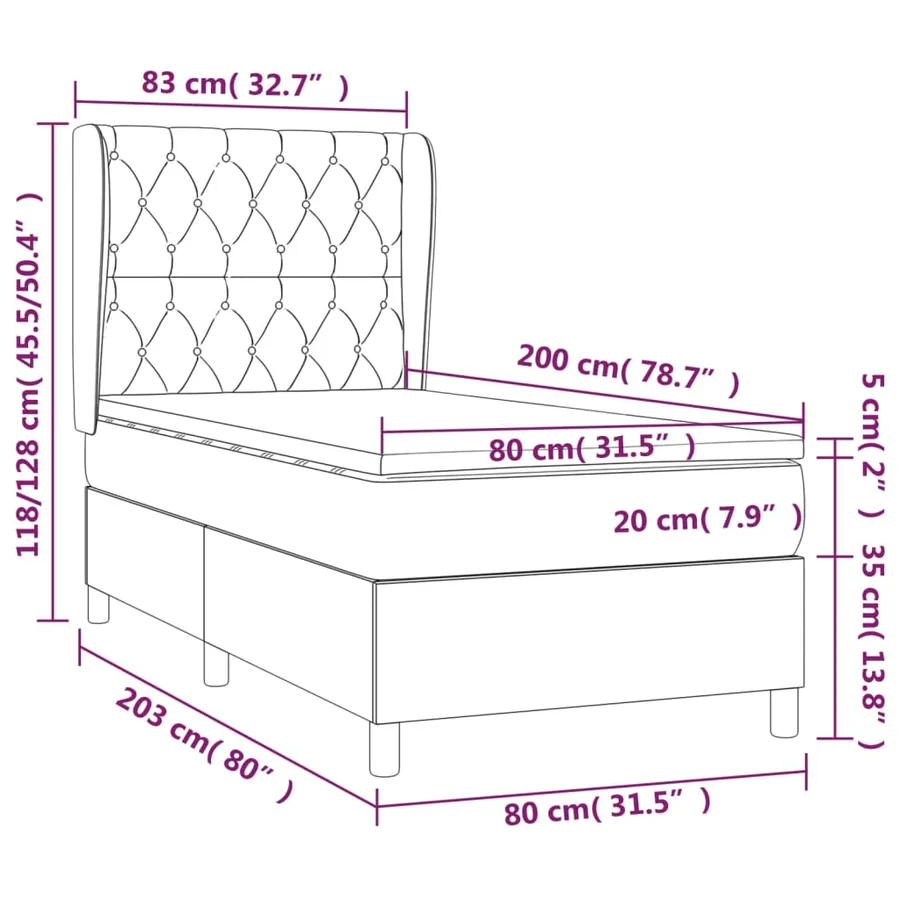 Sommier à lattes de lit avec matelas Marron foncé 80x200 cm - 7