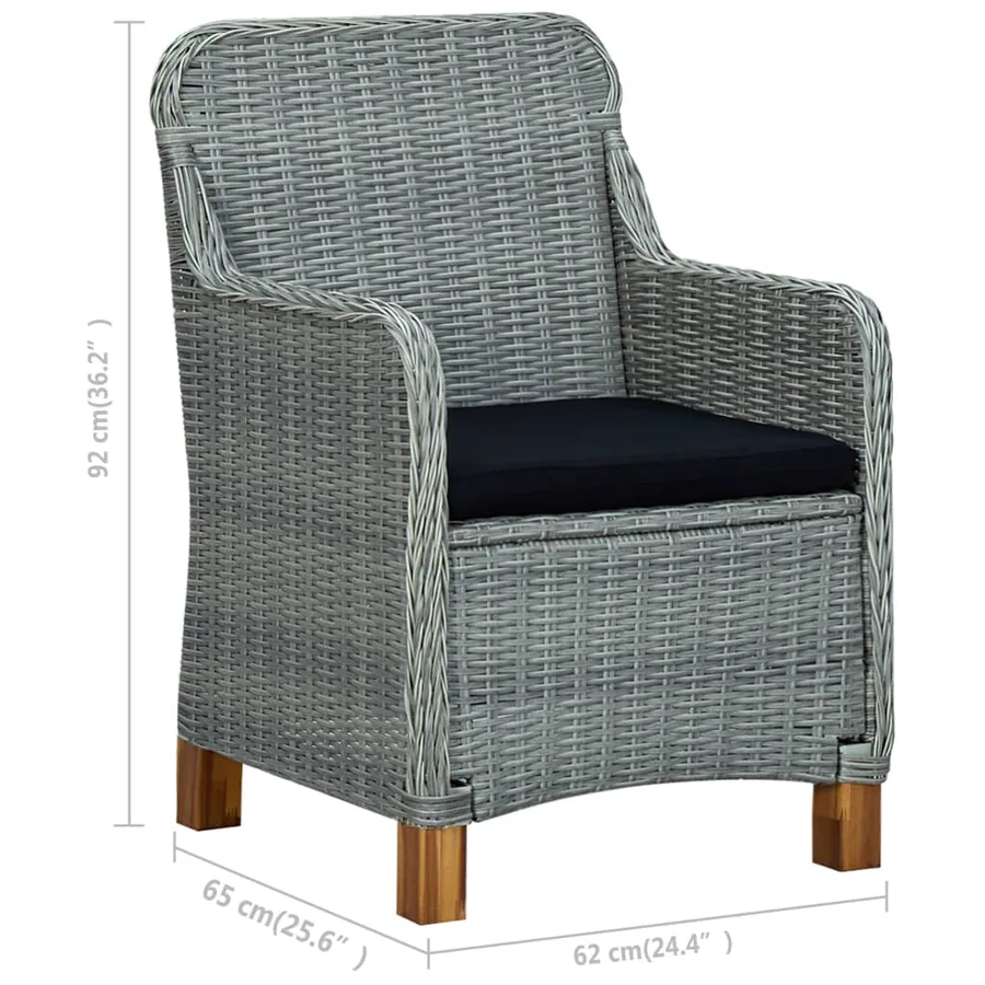 Chaises de jardin avec coussins lot de 2 Résine tressée - 8