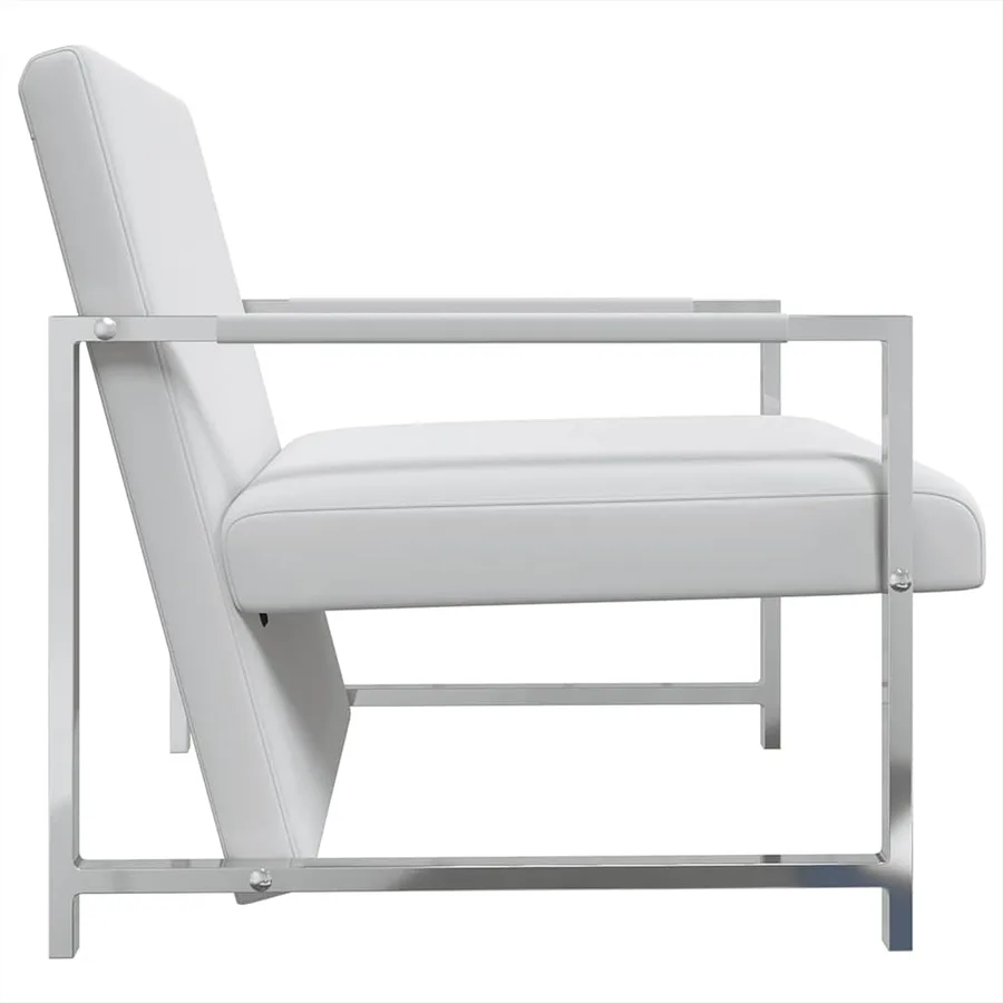 Fauteuils lot de 2 avec cadre chromé blanc similicuir - 5