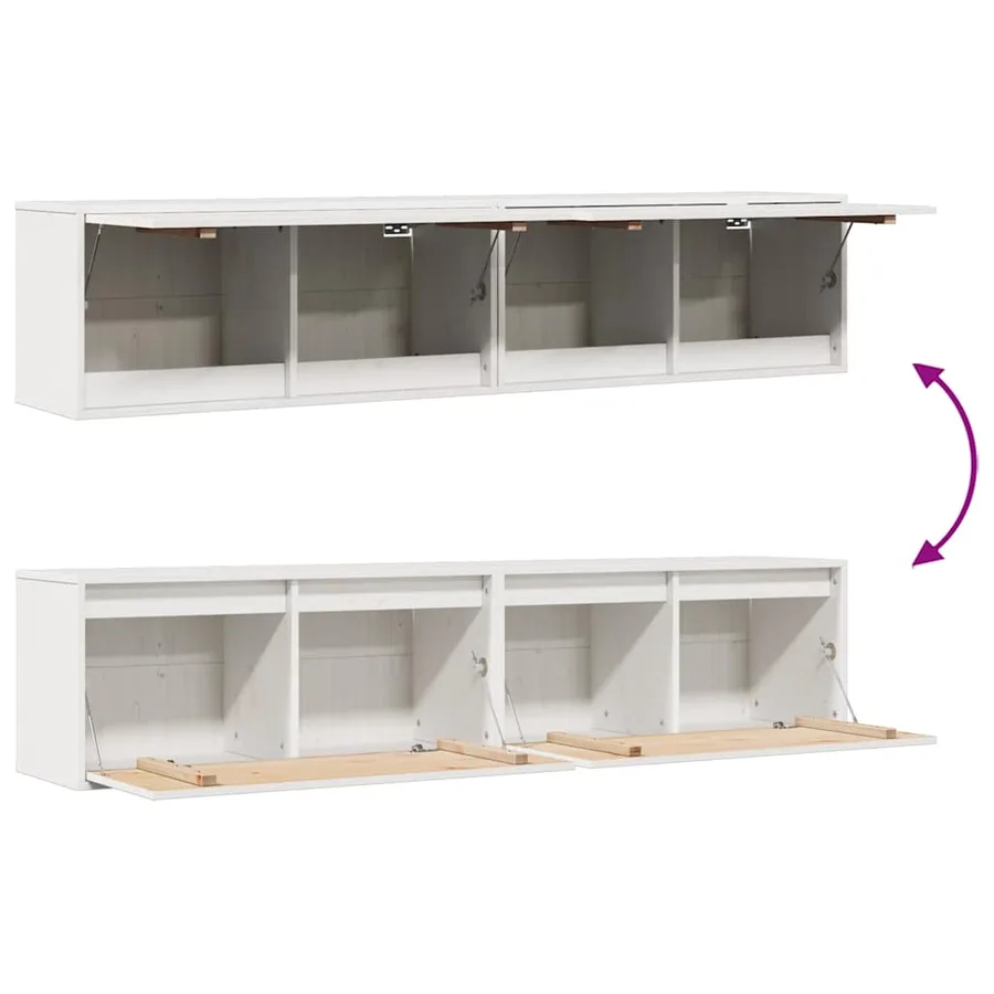 Armoires murales 2 pcs Blanc 80x30x35 cm Bois de pin massif - 10