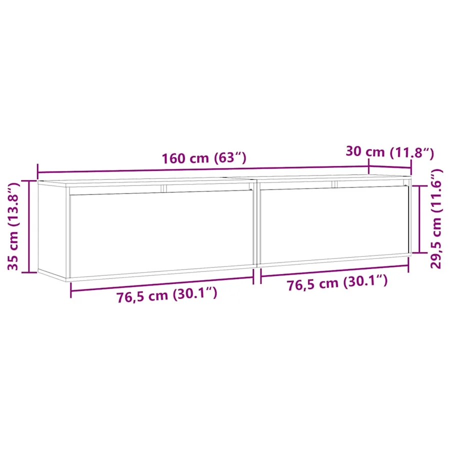 Armoires murales 2 pcs Blanc 80x30x35 cm Bois de pin massif - 15