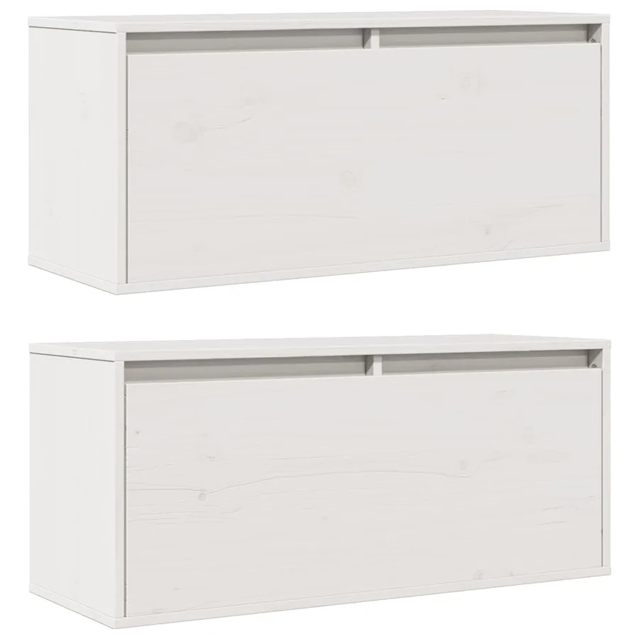 Armoires murales 2 pcs Blanc 80x30x35 cm Bois de pin massif - 3