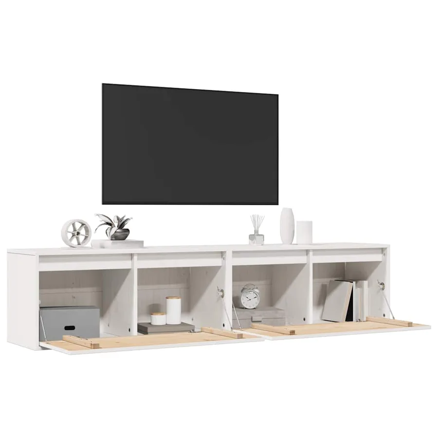Armoires murales 2 pcs Blanc 80x30x35 cm Bois de pin massif - 5