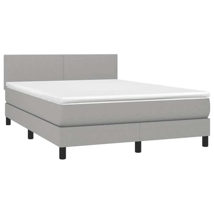 Sommier à lattes de lit et matelas et LED Gris clair 140x190 cm - 3