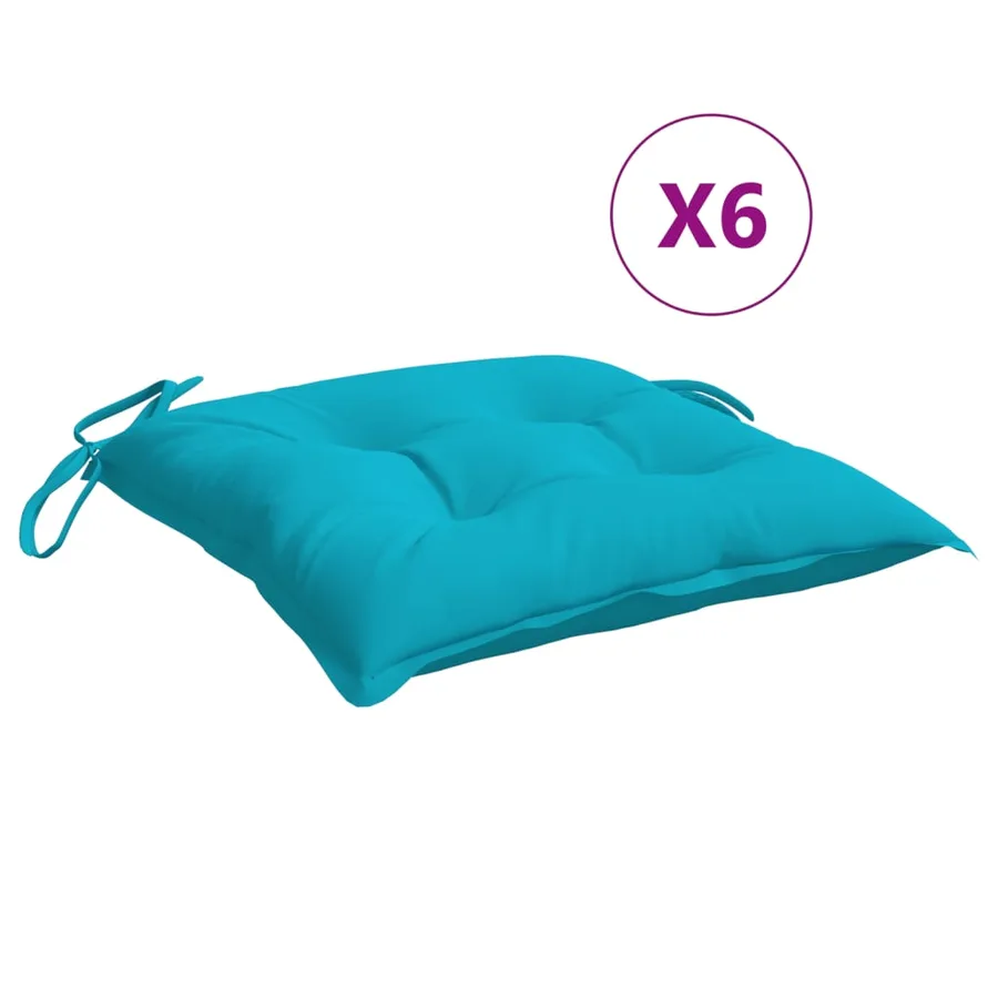 Coussins de chaise lot de 6 turquoise 50x50x7 cm tissu oxford - 2