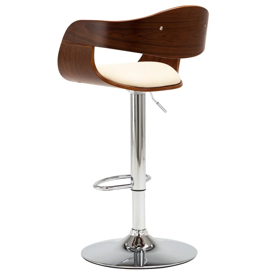 Tabouret de bar Crème Bois courbé et similicuir - 3