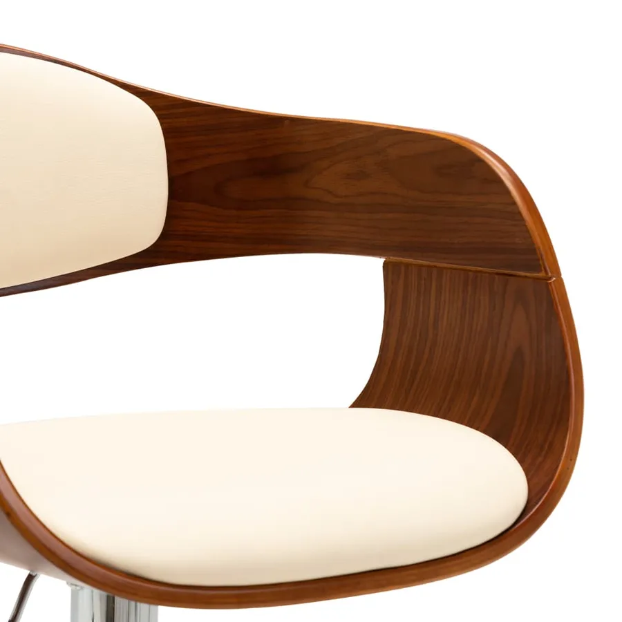 Tabouret de bar Crème Bois courbé et similicuir - 5
