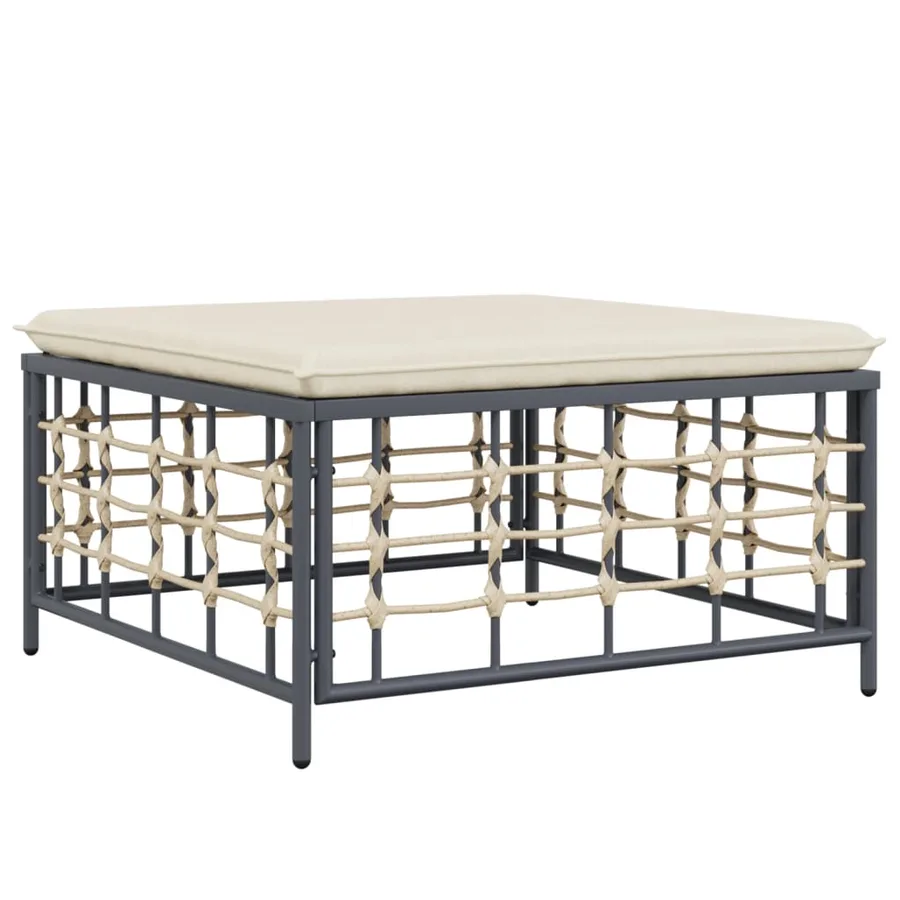 Salon de jardin 4 pcs avec coussins anthracite résine tressée - 6